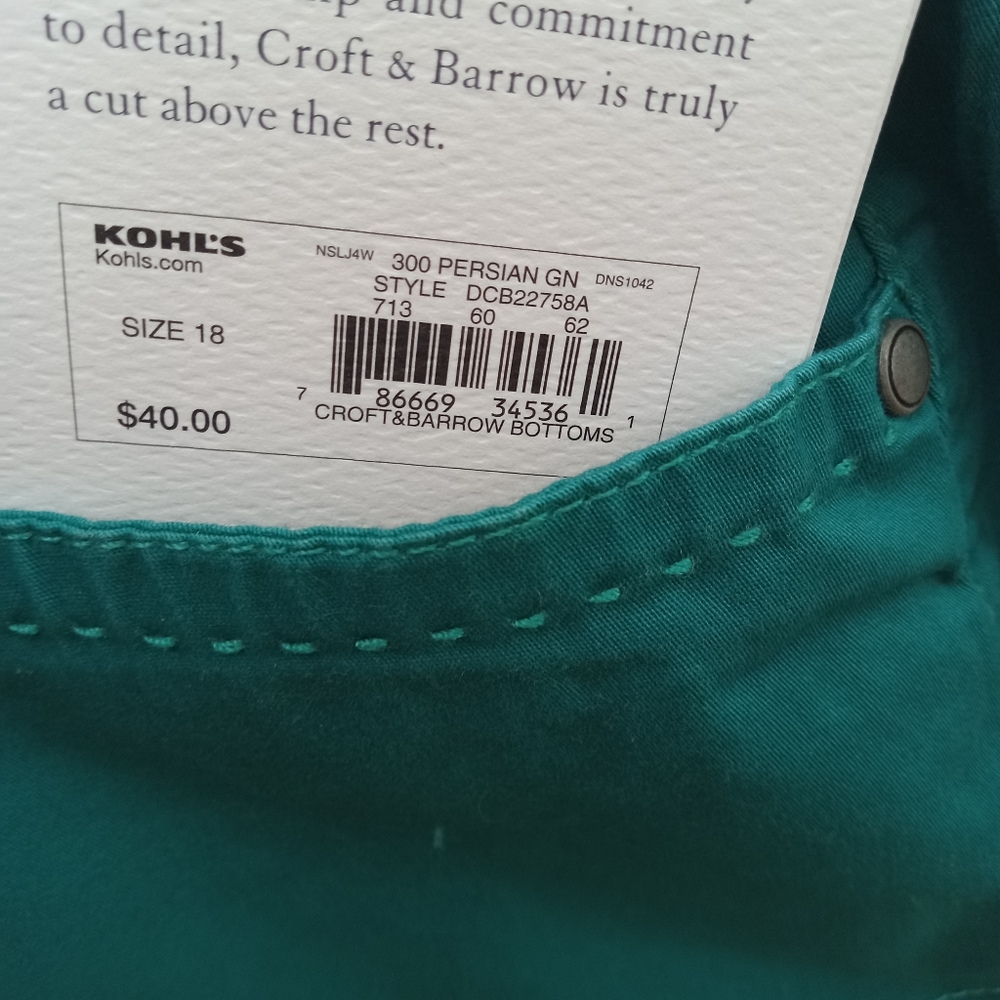 Croft&Barrow Stretch Slacks. NWOT - Picture 3 of 9